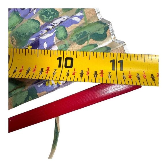 Vintage Hand-Painted Wooden Folding Fan Purple Wisteria Floral Landscape READ - Picture 6 of 10